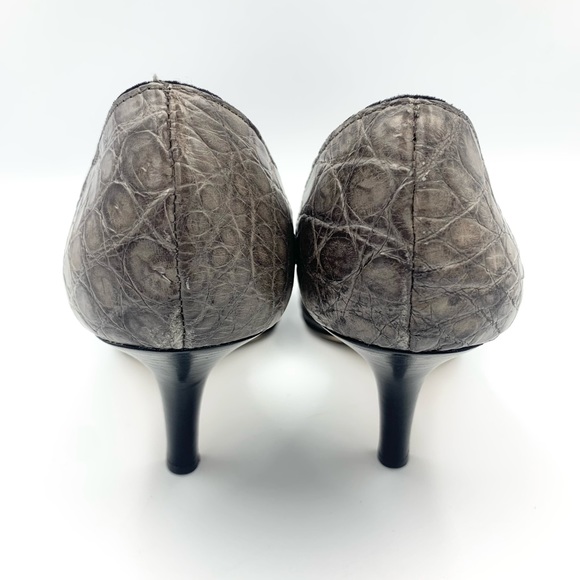 Giuseppe Zanotti Green Croc Leather & Velvet Pumps - Picture 11 of 16